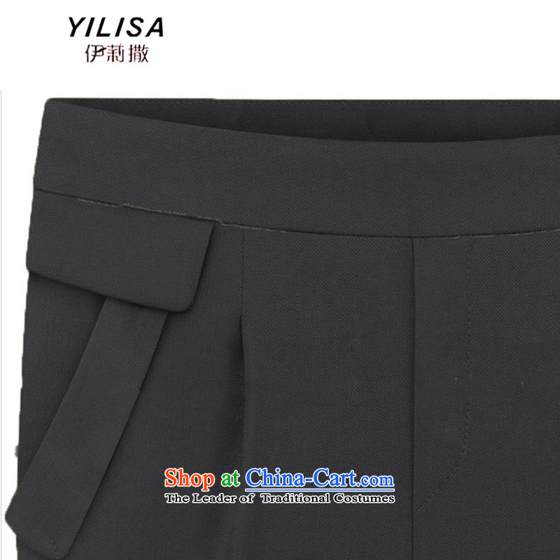 The new Europe and the largest YILISA2015 code female pants thick MM Capri summer leisure elastic elastic waist Capri female H5125 XXL, deep blue, the Reine (YILISA sub-shopping on the Internet has been pressed.)