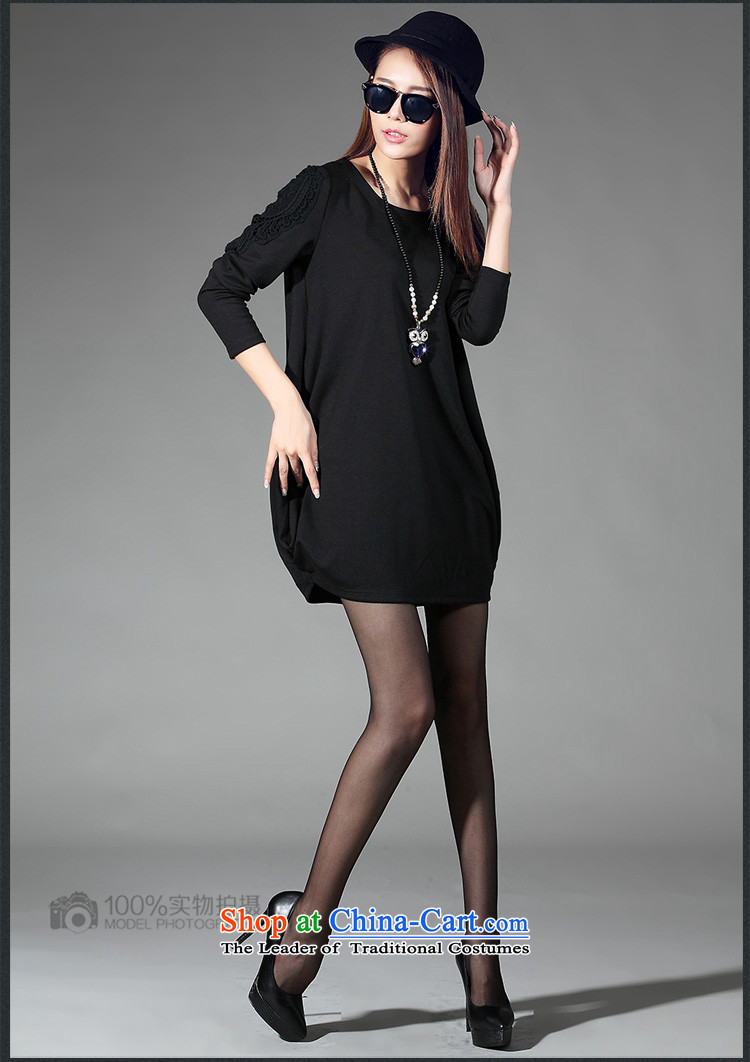 M poem ying 2015 autumn large new women's thick MM THIN possession of meat Sau San video long-sleeved cotton dress 052 Black XXXL picture, prices, brand platters! The elections are supplied in the national character of distribution, so action, buy now enjoy more preferential! As soon as possible.