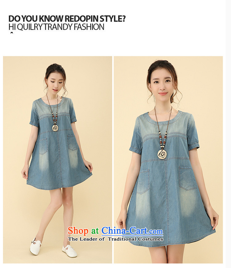 El-ju Yee Nga to intensify the autumn 2015 installed new larger female thick sister video thin cowboy long-sleeved dresses YS5085 light blue short-sleeved L picture, prices, brand platters! The elections are supplied in the national character of distribution, so action, buy now enjoy more preferential! As soon as possible.