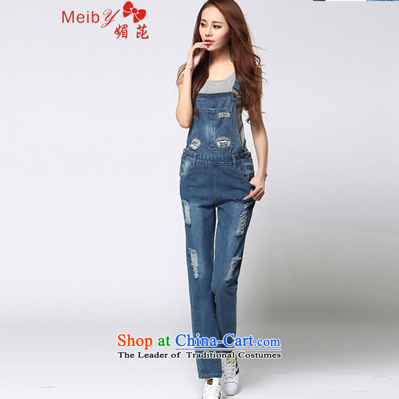 Large meiby female wild Sleek and versatile large new Korean fashion street jumpsuits video of the hole in the Sau San thin straps 1,182 female light blue trousers , 27, of (meiby) , , , shopping on the Internet