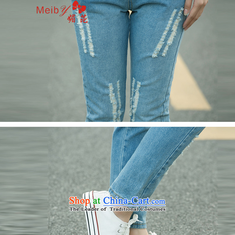 Large meiby female wild Sleek and versatile large summer new women's washable footsore strap jeans pants 9 color photo of 1615 26 Of (meiby) , , , shopping on the Internet