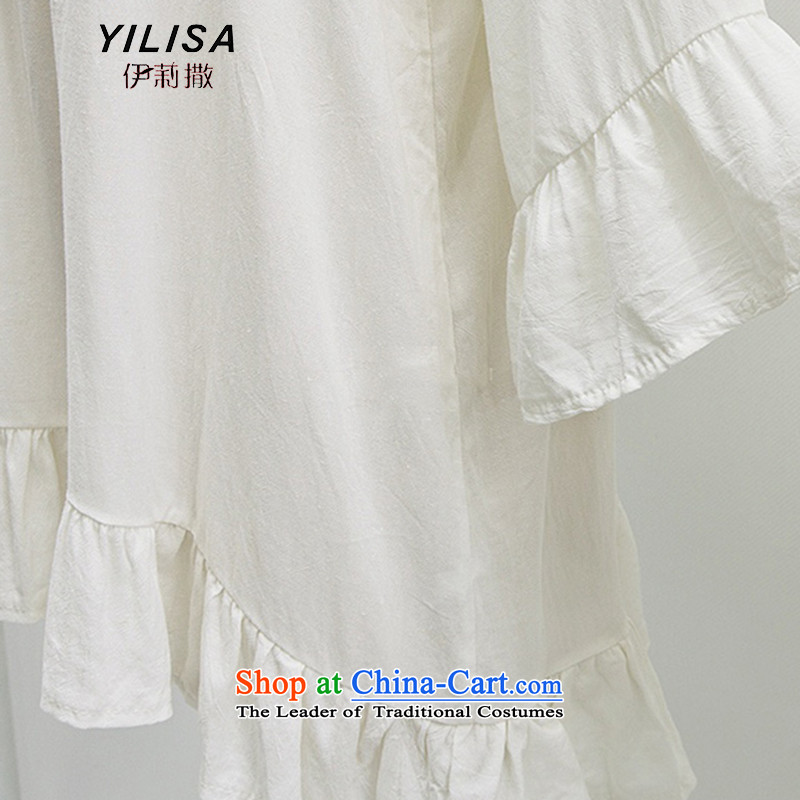 Large European and American women YILISA replace spring and summer in long t-shirt shirt thick mm smart casual video thin shoulders a solid color horn cuff dresses K852 Black XL, Elizabeth YILISA (sub-) , , , shopping on the Internet