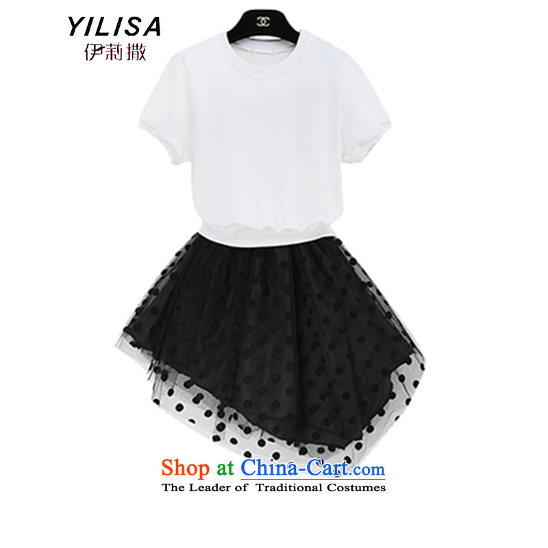 Large European and American women YILISA2015 summer load new gauze chiffon thick mm Color Plane Wave point leave two successive dresses K875 spell leave two garment 5XL, Elizabeth YILISA (sub-) , , , shopping on the Internet