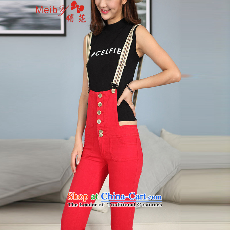 Large meiby female wild red female jeans pants pencil low-rise jumpsuits trousers jumpsuits Strap-trousers 951.2 large red S70 cm 25-26, wear of (meiby) , , , shopping on the Internet