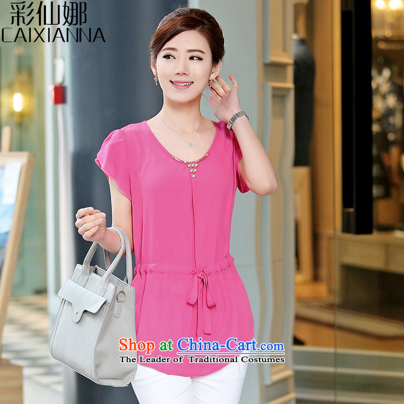 Also the 2015 Summer sin new large Korean leisure waist belt forming the externally accessible chiffon shirt girl in red color sin (XL, CAIXIANNA) , , , shopping on the Internet