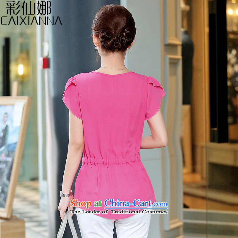 Also the 2015 Summer sin new large Korean leisure waist belt forming the externally accessible chiffon shirt girl in red color sin (XL, CAIXIANNA) , , , shopping on the Internet