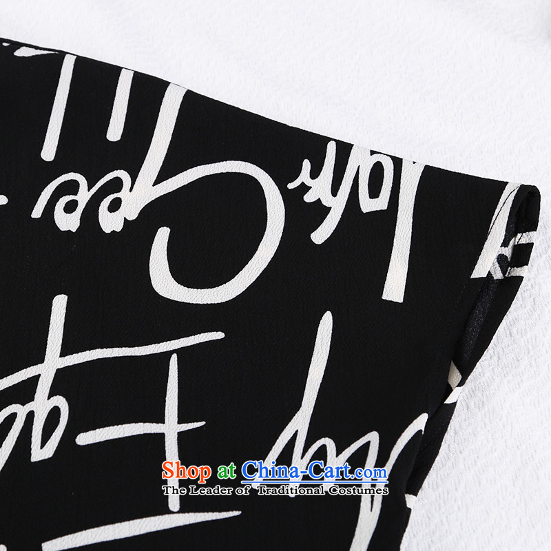 Improving access of summer Korean new people to thick xl female thick mm stylish shirt loose stamp leave letters two T-shirts 1358 Black Large Code 145 around 922.747, XXL improving access (MUFUNA) , , , shopping on the Internet
