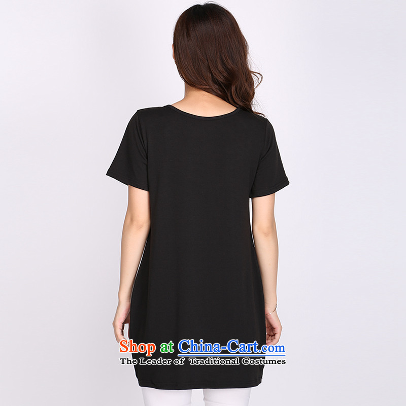 Luo Shani flower code T-shirts 200 catties to intensify the thick sister summer video thin short-sleeved T-shirt 2103 mm thick black 2XL, shani flower sogni (D'oro) , , , shopping on the Internet