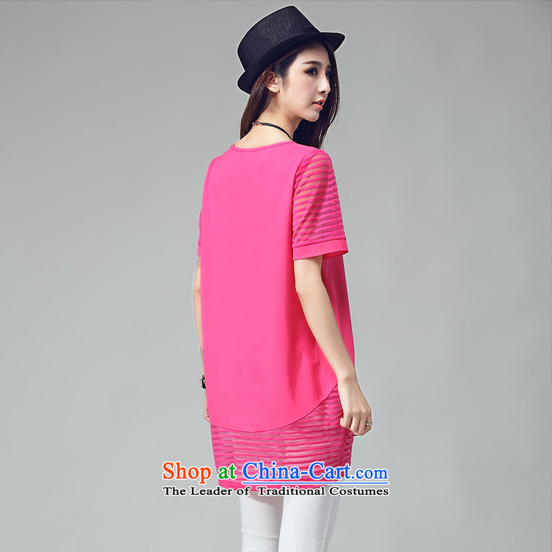 Rui Mei to increase women's code thick mm thin 2015 Autumn video new Korean gauze stitching light hovering over-short-sleeved dresses W2039 XXL, Rui Mei be red (RIUMILVE) , , , shopping on the Internet