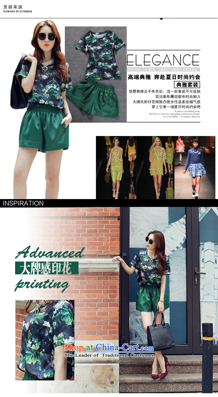 Large European and American women YILISA summer load new t-shirt thick mm stylish stamp shorts, short-sleeved T-shirt chiffon two kits leisure wears L8955 XXXL green picture, prices, brand platters! The elections are supplied in the national character of distribution, so action, buy now enjoy more preferential! As soon as possible.