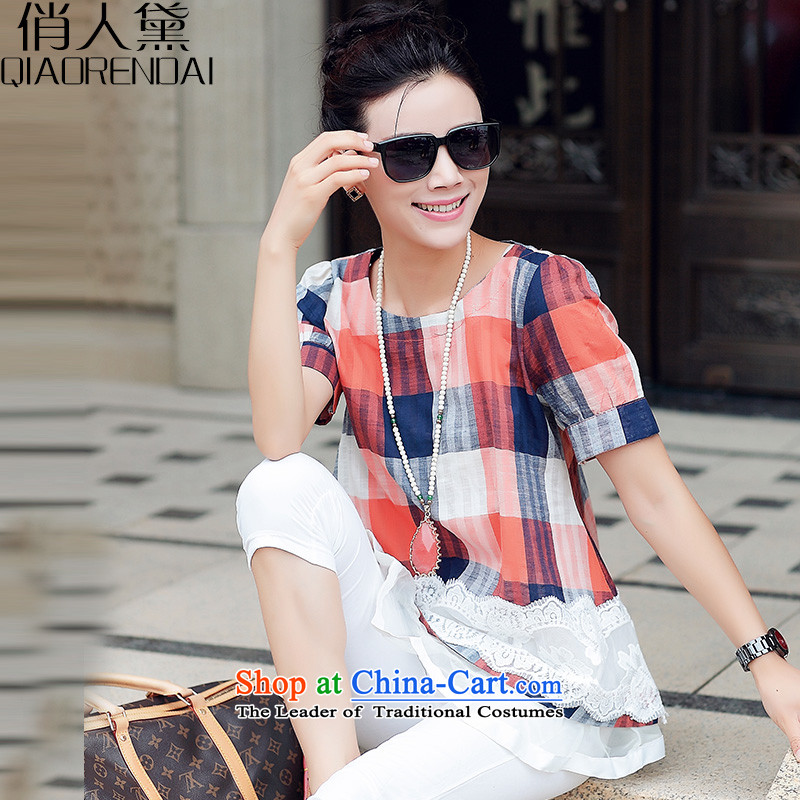 For people to increase the number of Diane women in long cotton linen t shirt female thick sister short-sleeved T-shirt thin graphics small red shirt XL, is people Doi (QIAORENDAI) , , , shopping on the Internet