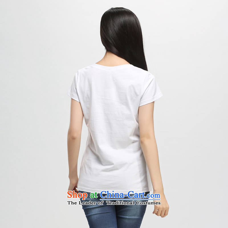 The representative of the water in the summer of 2015 Women's new Korean thick mm pure cotton stamp large short-sleeved T-shirt female white , L water by S15XB4796 (SHUIMIAO) , , , shopping on the Internet
