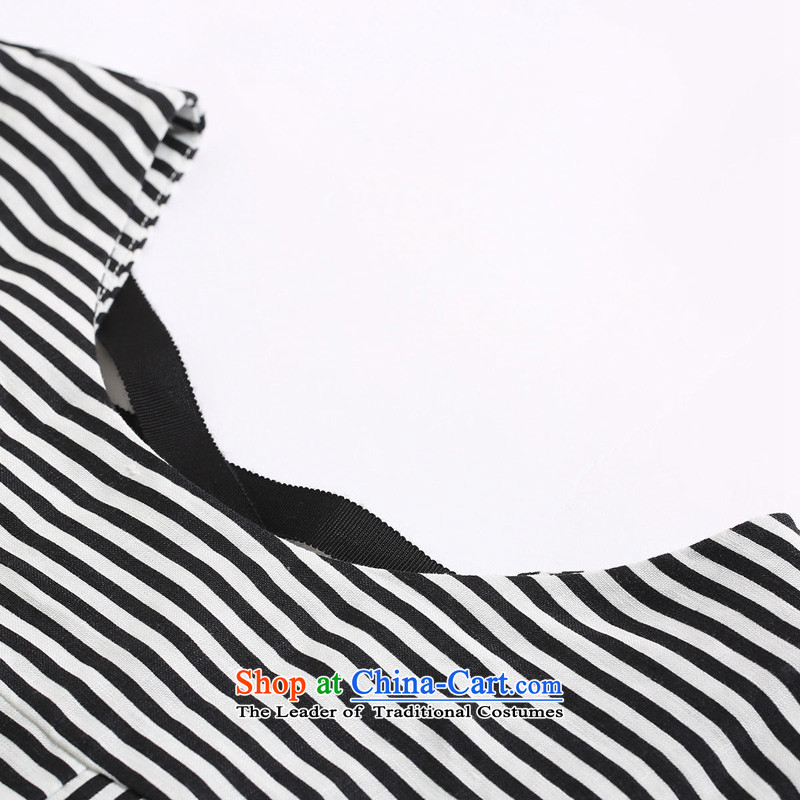 The representative of the water in the summer of 2015, replacing the new Korean version mm thick cotton linen back large streaks, short-sleeved T-shirt, black-and-white XXL, S15XK5011 female representatives (SHUIMIAO water) , , , shopping on the Internet
