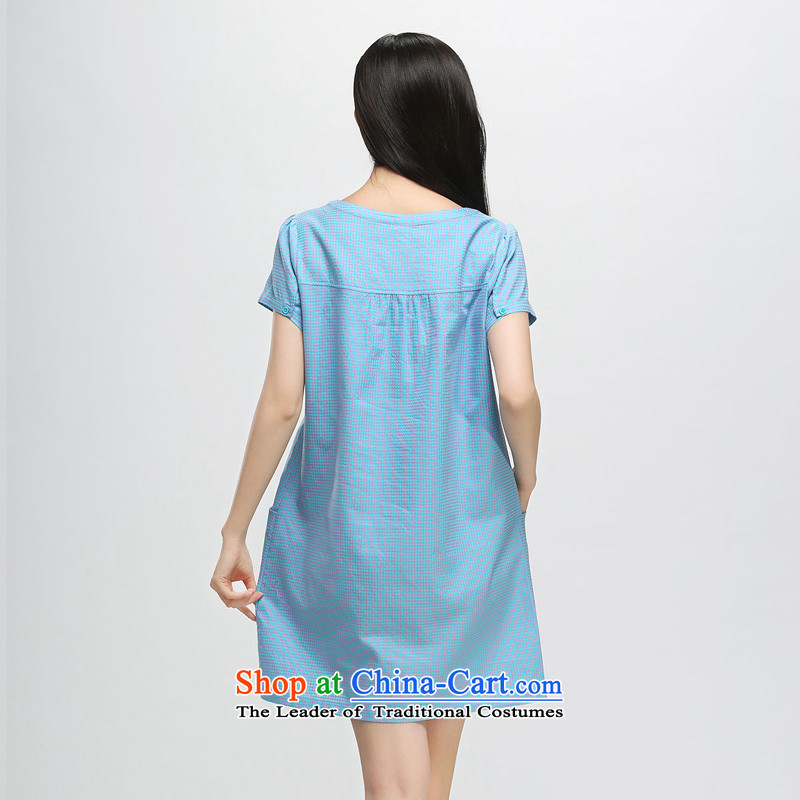 The representative of Korean women water load in the summer of 2015 mm thick xl pure color checked short-sleeved dresses S15XY5134 toner, L, Water Authority (SHUIMIAO) , , , shopping on the Internet
