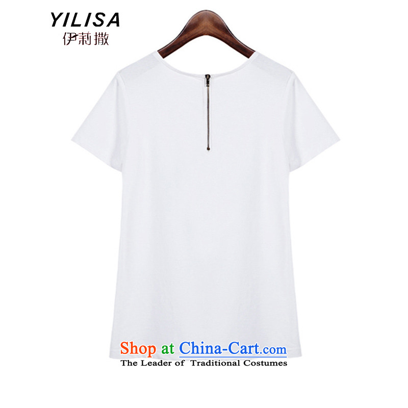 Elizabeth sub-XL Women's Summer On-chip t-shirt letters shorts thick mm sister summer new minimalist t-shirt + short skirts are two sets of load trousers Y9076 picture color 4XL, Elizabeth (YILISA sub-shopping on the Internet has been pressed.)