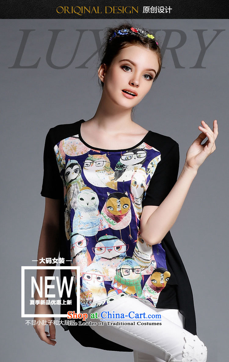 Improving access three big code women 2015 Summer new fat mm owl animals stamp shirt dovetail with short sleeve loose Sau San T-shirt 1868 Black Large code XL 125 around 922.747 picture, prices, brand platters! The elections are supplied in the national character of distribution, so action, buy now enjoy more preferential! As soon as possible.