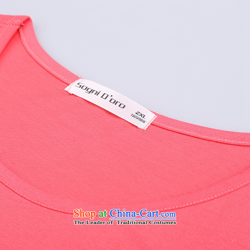 Luo Shani flower code T-shirts female loose thick mm summer knitted stamp graphics) Korean thin short-sleeved T-shirt 2109 rose red 6XL, shani flower sogni (D'oro) , , , shopping on the Internet
