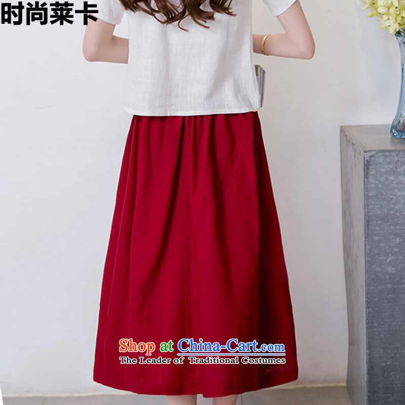 Stylish 6934Summer 2015, Korean literature relaxd comfortable antique two kits dresses 2003 m red XL, stylish card , , , shopping on the Internet