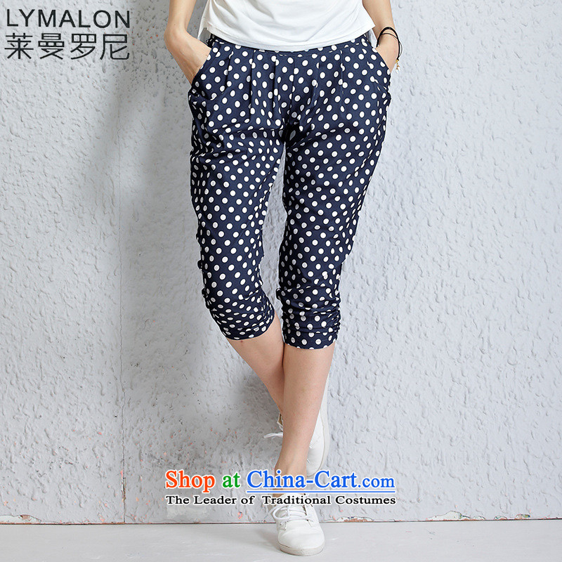 The lymalon Lehmann 2015 Summer new larger women in waist wave snow woven trousers Harun Leisure Capri 1201 color blue XL, Sulaiman Ronnie (LYMALON) , , , shopping on the Internet