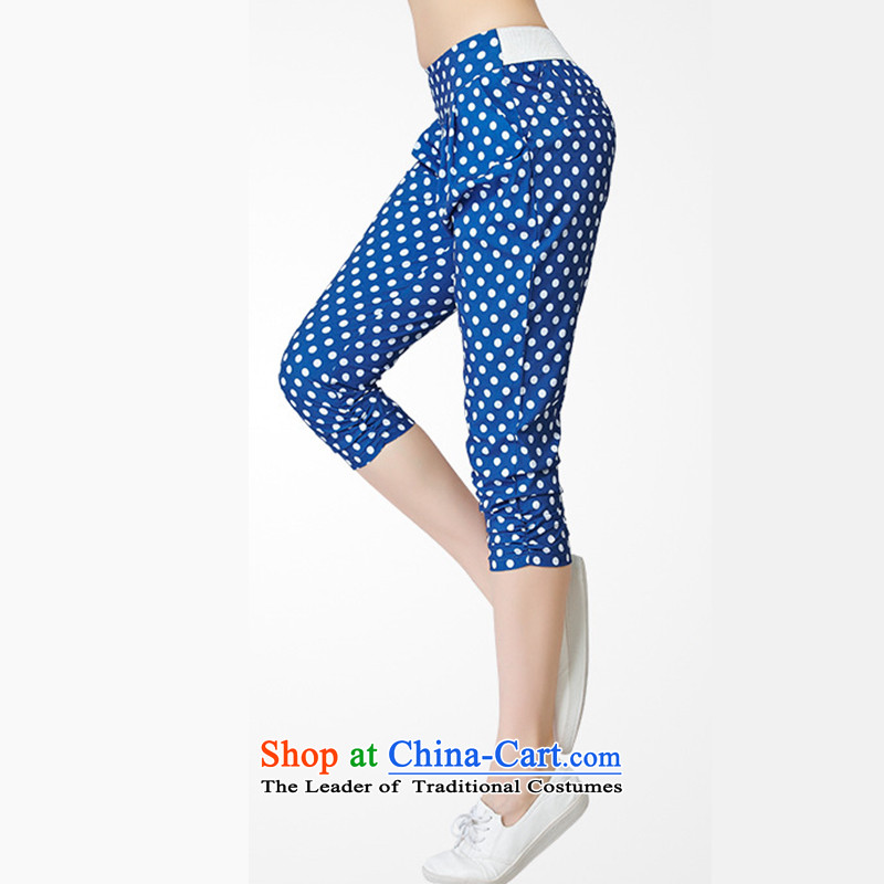 The lymalon Lehmann 2015 Summer new larger women in waist wave snow woven trousers Harun Leisure Capri 1201 color blue XL, Sulaiman Ronnie (LYMALON) , , , shopping on the Internet
