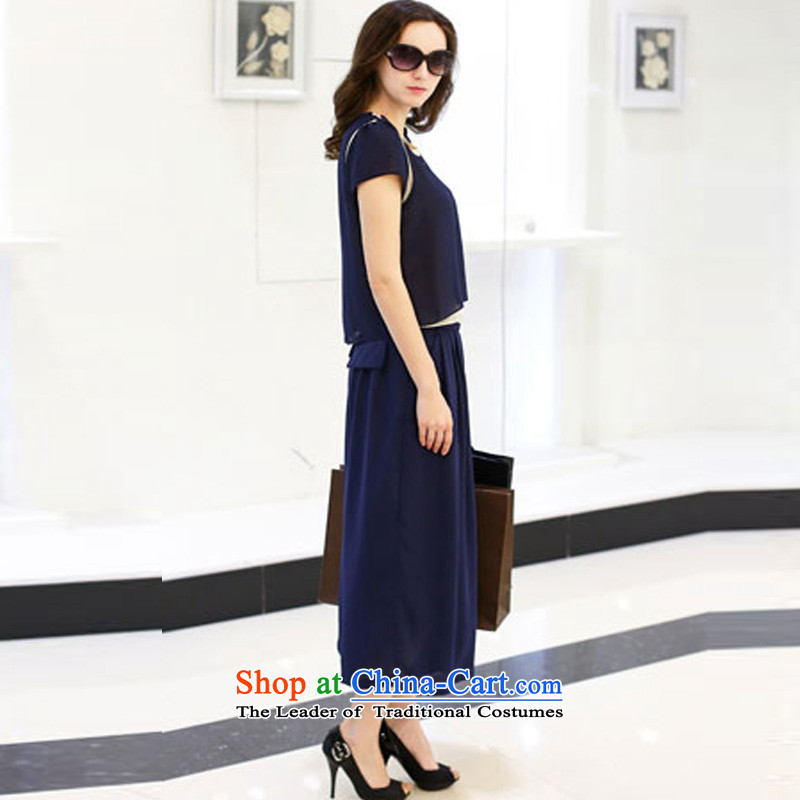 In the summer of Europe and the large park with a short-sleeved T-shirt chiffon two kits relaxd casual Capri Navy 4XL, 1943 Yuan Park shopping on the Internet has been pressed.