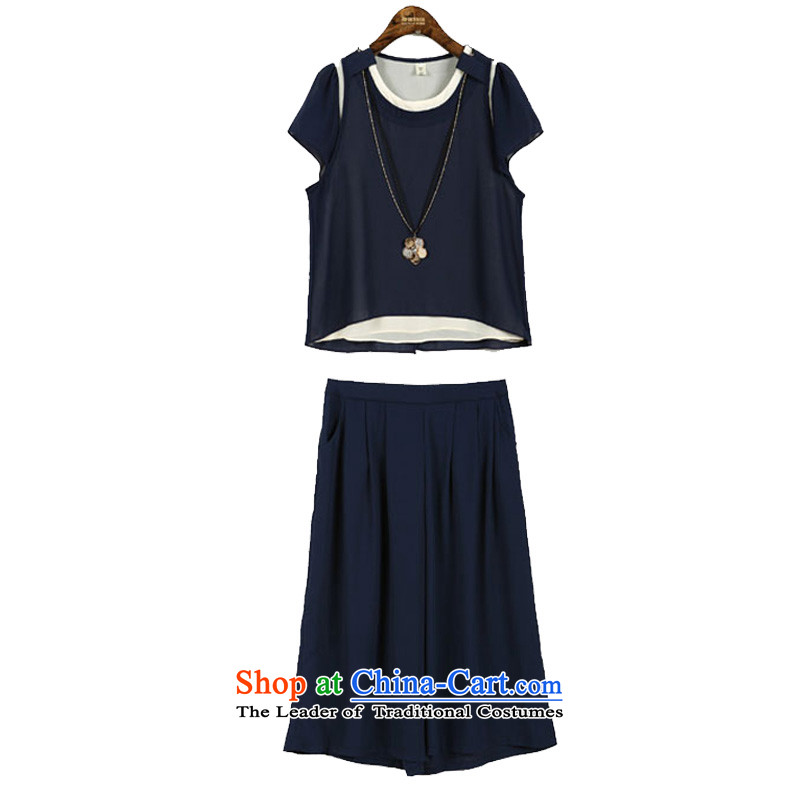 In the summer of Europe and the large park with a short-sleeved T-shirt chiffon two kits relaxd casual Capri Navy 4XL, 1943 Yuan Park shopping on the Internet has been pressed.