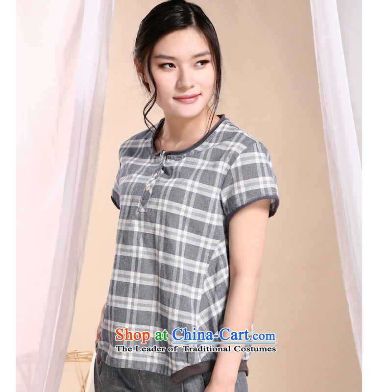 The sea route to spend the new pure cotton sand washing round-neck collar plaid larger T-shirt color 4XL, 5AFS 14 sea route to spend shopping on the Internet has been pressed.