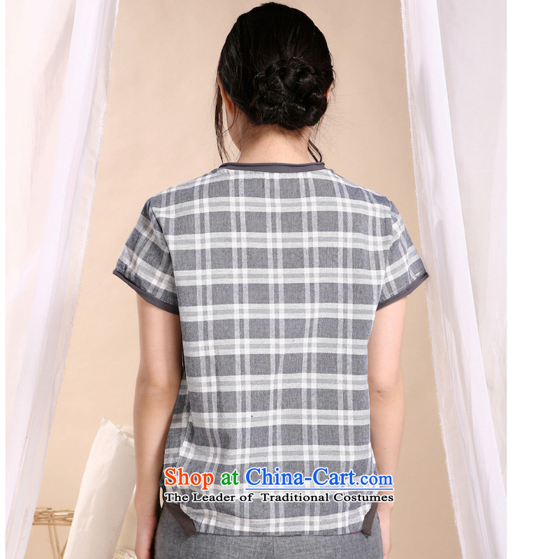 The sea route to spend the new pure cotton sand washing round-neck collar plaid larger T-shirt color 4XL, 5AFS 14 sea route to spend shopping on the Internet has been pressed.