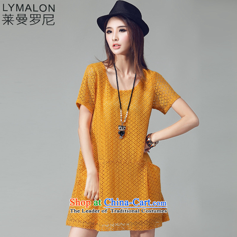 The lymalon lehmann thick, Hin thin 2015 Summer new Korean version of large numbers of ladies Lace Embroidery engraving grid dresses 2035 Black XL, Sulaiman Ronnie (LYMALON) , , , shopping on the Internet