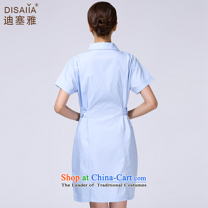 Ducept Nga summer new short-sleeve female interns nurse uniform pharmacies workwear white gowns blue circle licensed belt - Women XL, Di Nga , , , shopping on the Internet