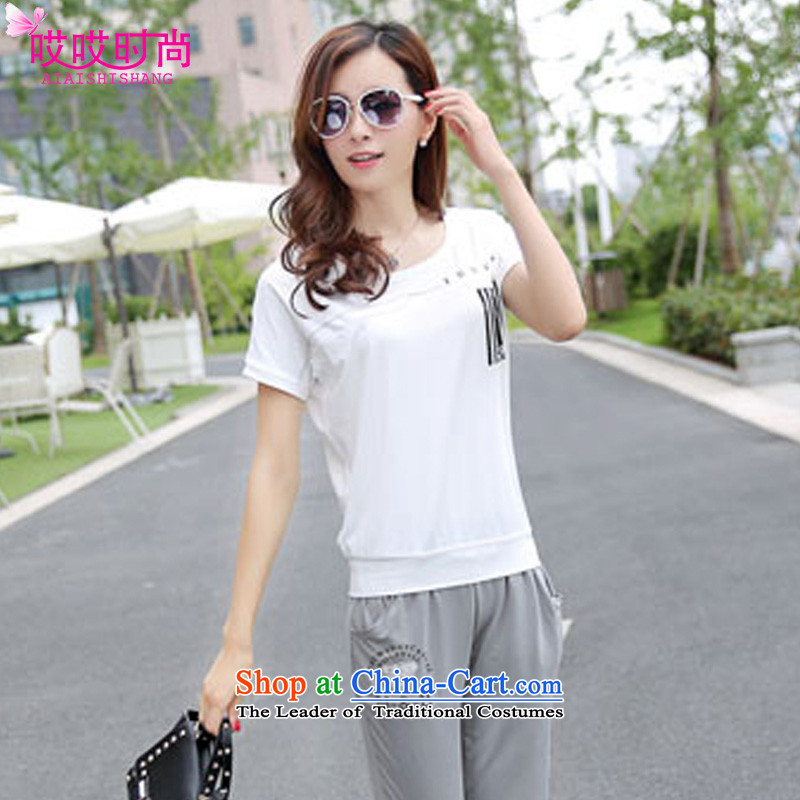 Ah, Ah, stylish 2015 Summer new larger women to increase the leisure sports suits 2023# with gray XL, ah, ah, 105-125 stylish shopping on the Internet has been pressed.