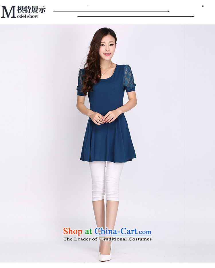 Luo Shani Flower Code women's summer Korean xl lace loose T-shirt Thick coated shirt women 2107 mm blue 6XL financial picture, prices, brand platters! The elections are supplied in the national character of distribution, so action, buy now enjoy more preferential! As soon as possible.