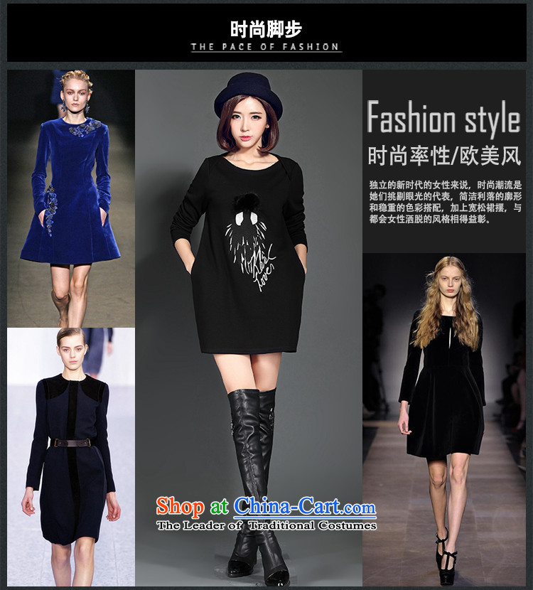 Morning to 2015 autumn and winter new larger female plus lint-free thick long-sleeved dresses thick MM Sleek and versatile 3D pattern long sweater island lint-free dresses black 2XL recommendations 130-140 catty picture, prices, brand platters! The elections are supplied in the national character of distribution, so action, buy now enjoy more preferential! As soon as possible.