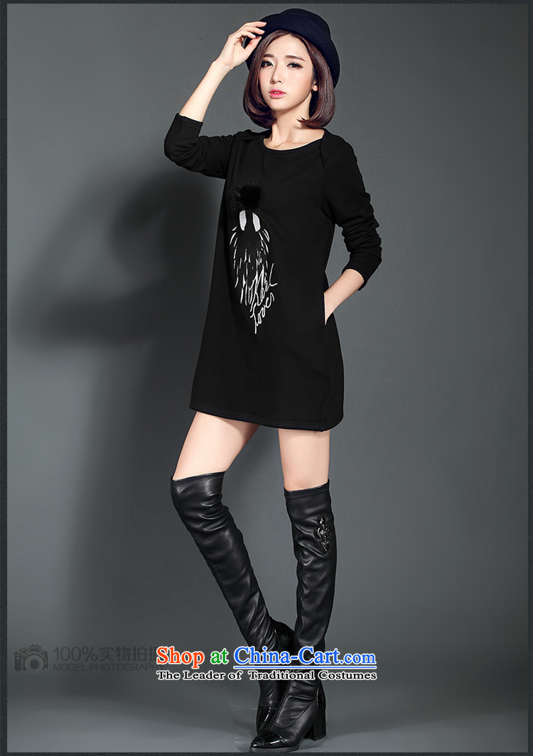 Morning to 2015 autumn and winter new larger female plus lint-free thick long-sleeved dresses thick MM Sleek and versatile 3D pattern long sweater island lint-free dresses black 2XL recommendations 130-140 catty picture, prices, brand platters! The elections are supplied in the national character of distribution, so action, buy now enjoy more preferential! As soon as possible.