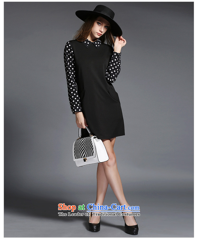 Improving access to the increase in women's code 2015 Fall/Winter Collections thick mm wave point lapel Sau San video thin solid long-sleeved dresses E2533 black 4XL Photo, prices, brand platters! The elections are supplied in the national character of distribution, so action, buy now enjoy more preferential! As soon as possible.