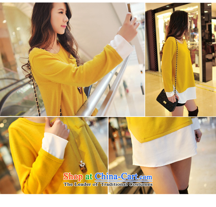 Sleek and versatile autumn meiby load to increase women's code thick mm large new Korean loose video thin leave two long-sleeved T-shirt dresses 6325 turmeric yellow 4XL Photo, prices, brand platters! The elections are supplied in the national character of distribution, so action, buy now enjoy more preferential! As soon as possible.