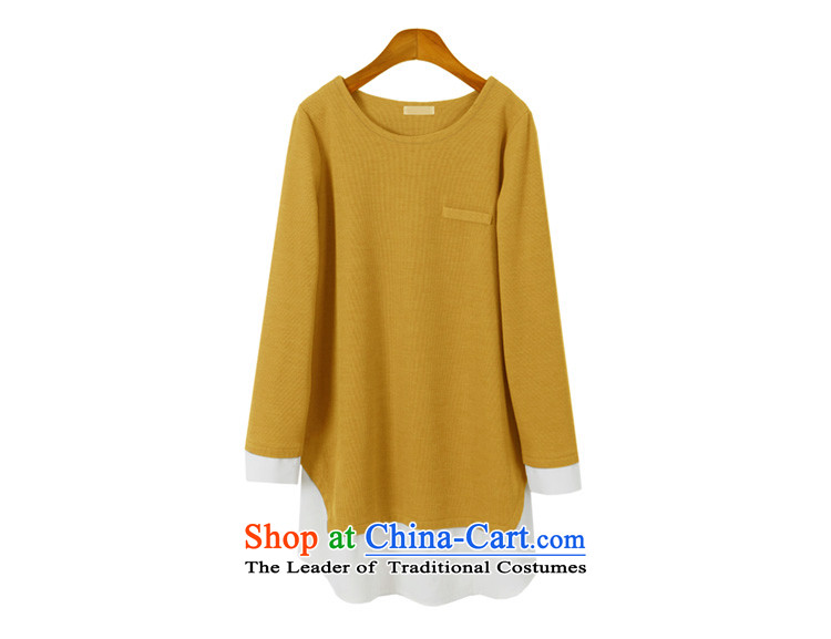 Sleek and versatile autumn meiby load to increase women's code thick mm large new Korean loose video thin leave two long-sleeved T-shirt dresses 6325 turmeric yellow 4XL Photo, prices, brand platters! The elections are supplied in the national character of distribution, so action, buy now enjoy more preferential! As soon as possible.