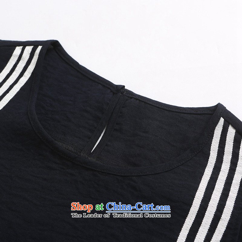 In the summer of 2015 by water new products 200 catties xl female thick mm stripe short-sleeved T-shirt female S15XK5009 navy blue water of (SHUIMIAO XL,....) shopping on the Internet