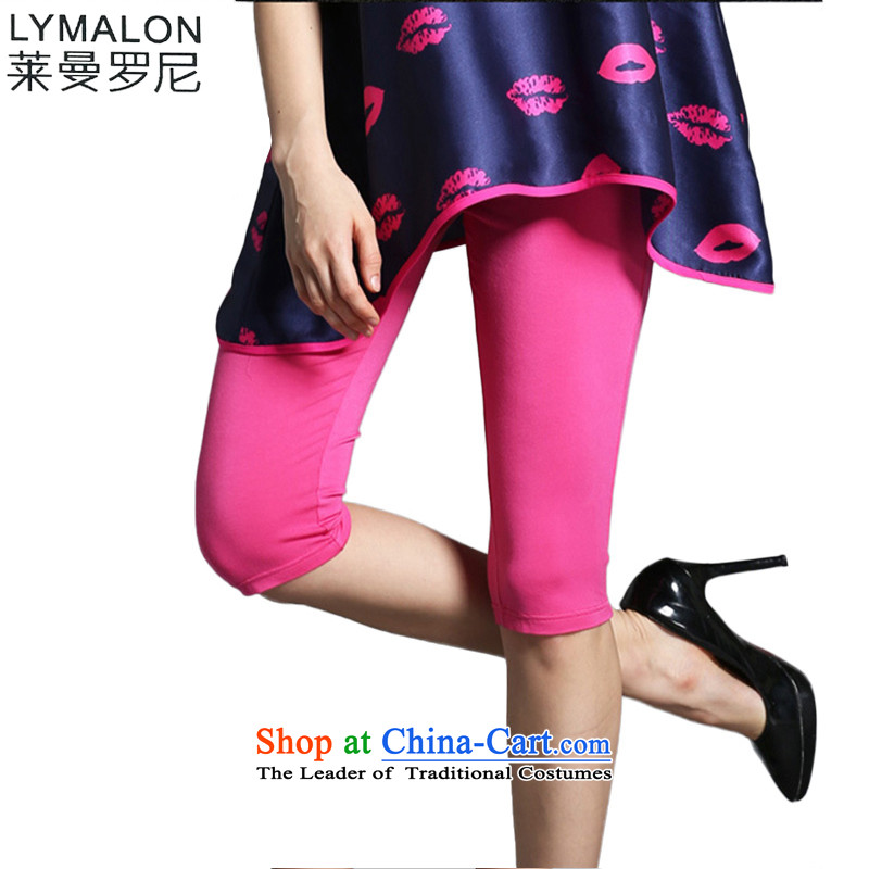 The lymalon lehmann thick people 2015 Summer larger female high-Western Pure color cotton capri pants, forming the elastic wild 1903 Ko Yo Red 4XL