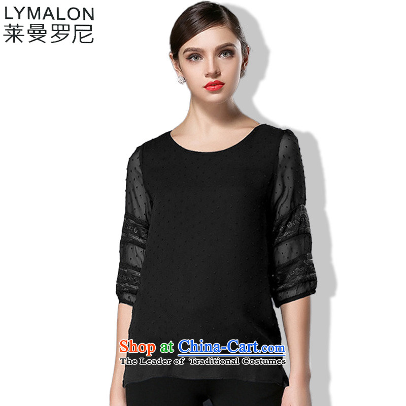 The lymalon Lehmann 2015 Summer new high-end western thick mm maximum code to increase women's loose long-sleeved T-shirt , blue 3341 XL, Ronnie (LYMALON) , , , shopping on the Internet