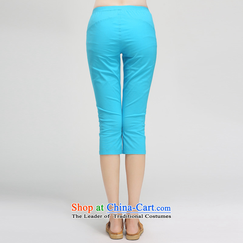 The representative of the water for summer new larger female thick mm elastic waist candy color cotton capri pants 15XL4804 female M water by 2,005 (SHUIMIAO) , , , shopping on the Internet
