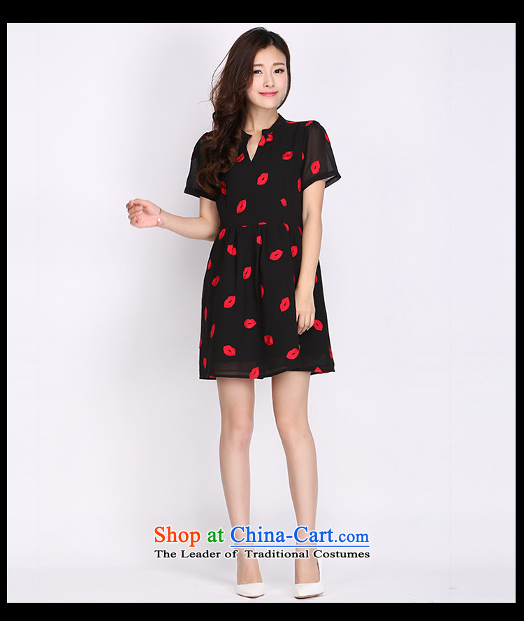Luo Shani Flower Code women's summer thick sister thick, Hin thin, The chiffon to xl dresses 2105 Graphics thin black 3XL- picture, prices, brand platters! The elections are supplied in the national character of distribution, so action, buy now enjoy more preferential! As soon as possible.