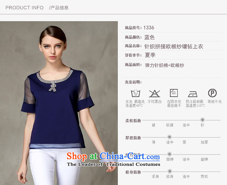 The Europe and improving access for larger women's summer new thick mm europe elegant parquet drill root of T-shirt loose video thin short-sleeved T-shirt with round collar 1336 Blue XXXL picture, prices, brand platters! The elections are supplied in the national character of distribution, so action, buy now enjoy more preferential! As soon as possible.