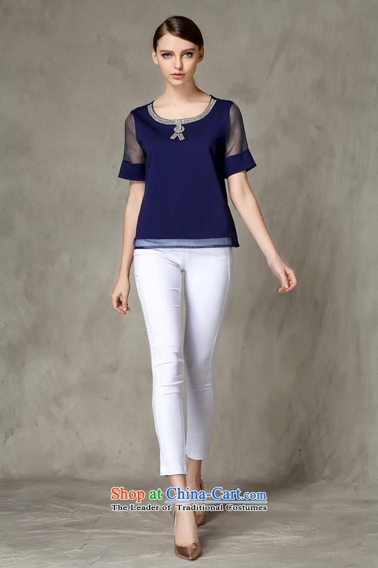 The Europe and improving access for larger women's summer new thick mm europe elegant parquet drill root of T-shirt loose video thin short-sleeved T-shirt with round collar 1336 Blue XXXL picture, prices, brand platters! The elections are supplied in the national character of distribution, so action, buy now enjoy more preferential! As soon as possible.