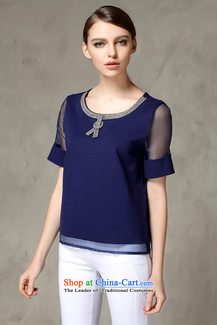 The Europe and improving access for larger women's summer new thick mm europe elegant parquet drill root of T-shirt loose video thin short-sleeved T-shirt with round collar 1336 Blue XXXL picture, prices, brand platters! The elections are supplied in the national character of distribution, so action, buy now enjoy more preferential! As soon as possible.