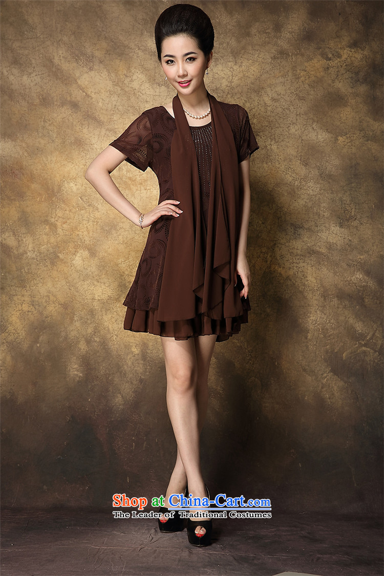 Schui Sze high-end atmospheric summer code female middle-aged ladies dress ironing drill gauze cuff leave two multi-layer under forming the skirt elegance is simple and classy tide brown XXXL picture, prices, brand platters! The elections are supplied in the national character of distribution, so action, buy now enjoy more preferential! As soon as possible.