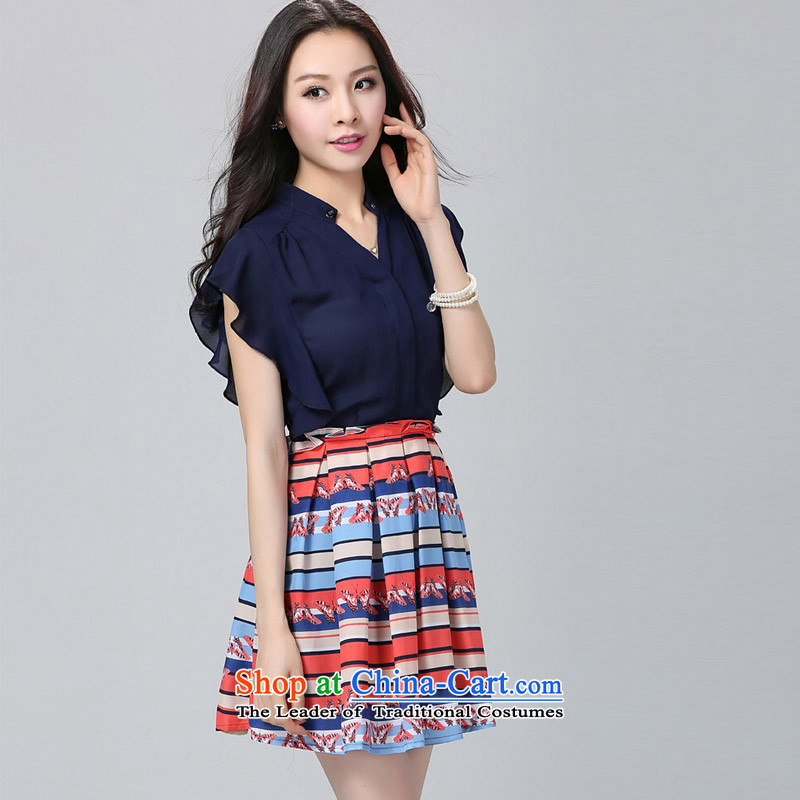 Coveted new summer 2015 mm thick stitching to xl short-sleeved blouses and snow woven dresses 2205 XL, Deep Blue (tanai coveted) , , , shopping on the Internet