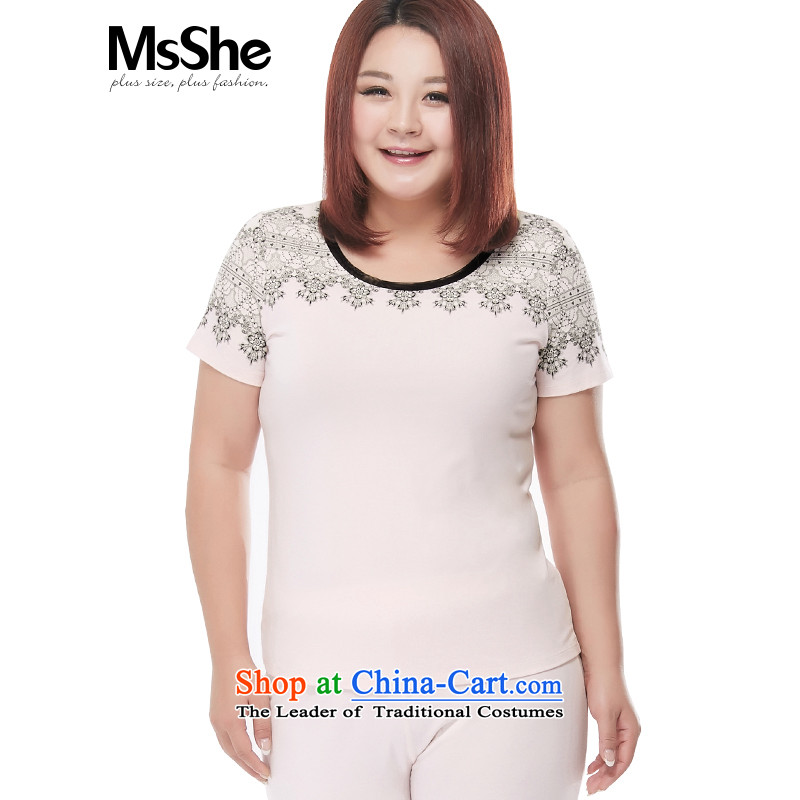 Msshe xl women 2015 new comfortable homewear pajamas two Kit 2702 pink?4XL