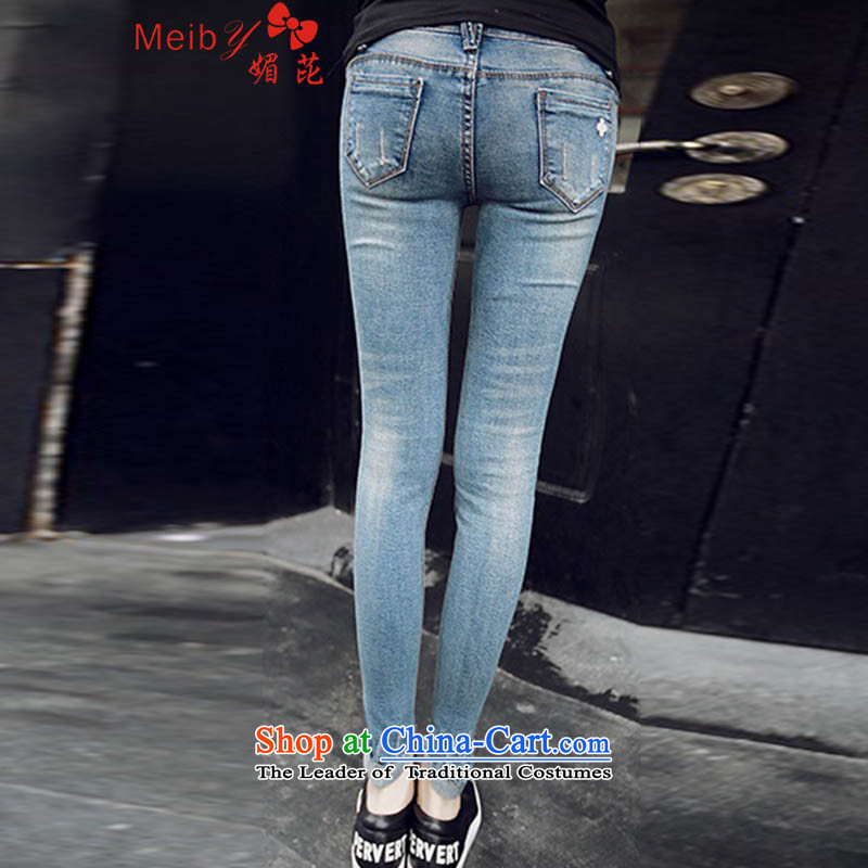 Large meiby female wild stylish large wild jeans score of 9 ms jeans female castor jeans pants pencil large female Stock code : 8126  S, of light blue (meiby) , , , shopping on the Internet