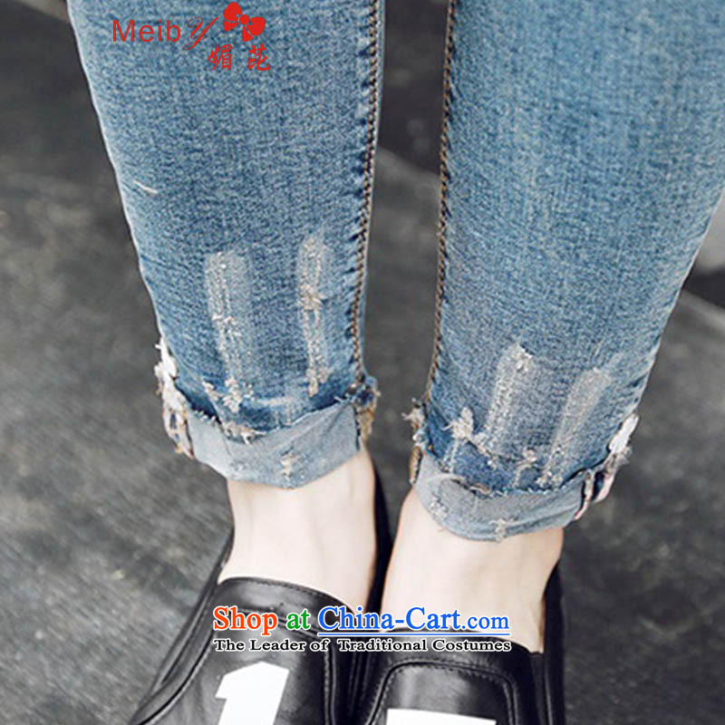 Large meiby female wild stylish large wild jeans score of 9 ms jeans female castor jeans pants pencil large female Stock code : 8126  S, of light blue (meiby) , , , shopping on the Internet